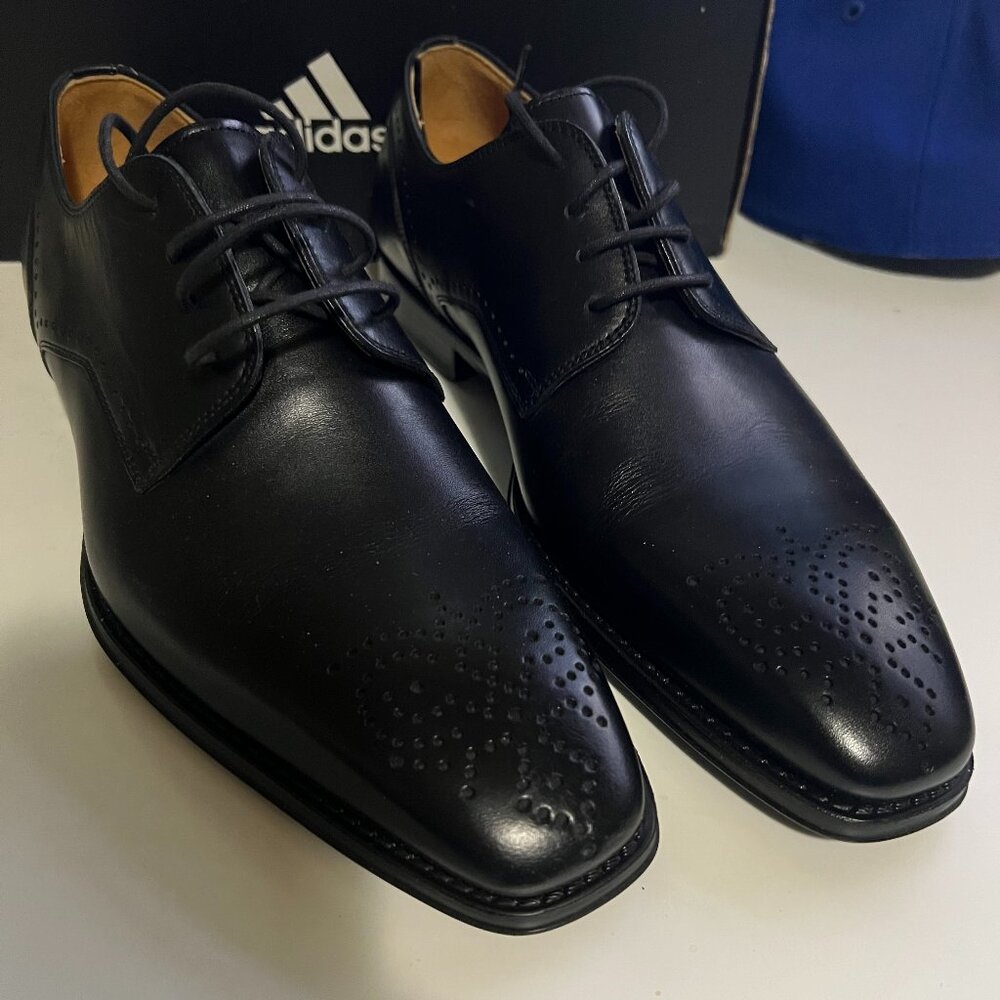 Magnanni Black Leather Wingtip Oxford sz 7 EU 39 Style 25787